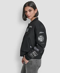Dkny Women's Pins and Patches Long Sleeve Bomber Jacket