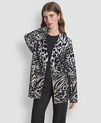 Dkny Women's Long-Sleeve Fur Mix Animal Cardigan