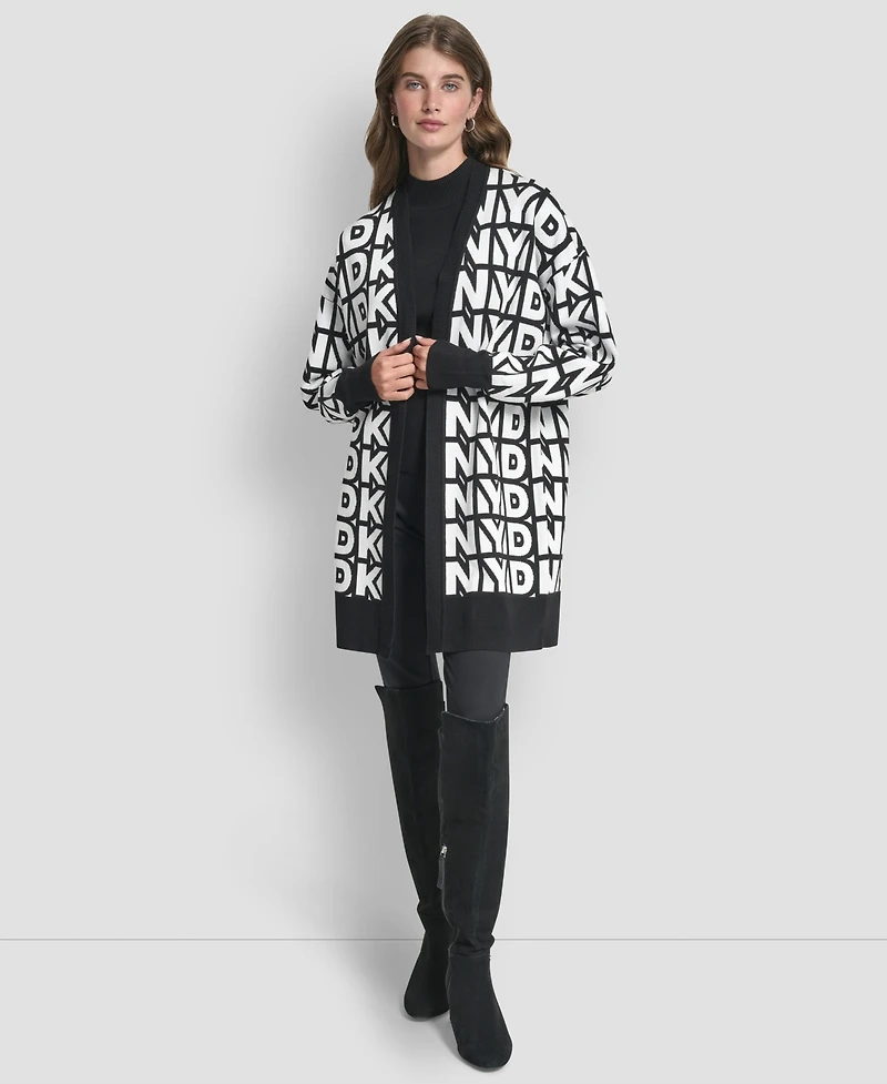 Dkny Women's Repeat Logo Open-Front Cardigan Sweater