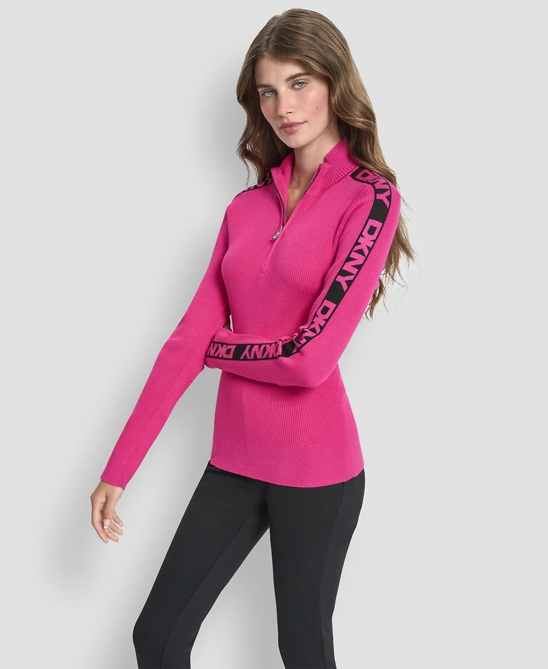 Dkny Women's Quarter Zip Mock Neck Sweater