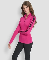 Dkny Women's Quarter Zip Mock Neck Sweater