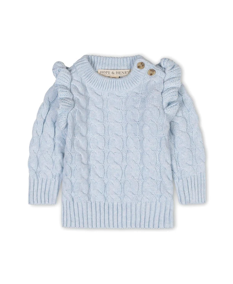Hope & Henry Baby Girls Organic Long Sleeve Mock Neck Sweater with Ruffle