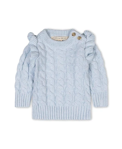Hope & Henry Baby Girls Organic Long Sleeve Mock Neck Sweater with Ruffle