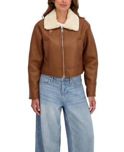 Sebby Collection Women's Cropped Faux Shearling Jacket