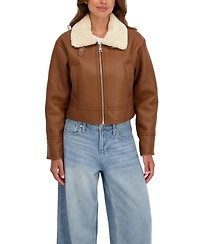 Sebby Collection Women's Cropped Faux Shearling Jacket