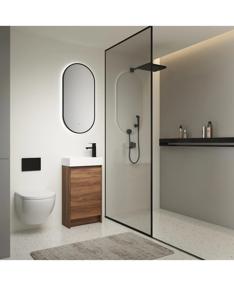 Casainc 18 Inch Freestanding Vanity with Sink and Soft-Close Doors for Small Bathrooms