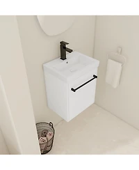 Casainc 18 Inch Floating Bathroom Vanity with Ceramic Sink and Soft-Close Cabinet Door