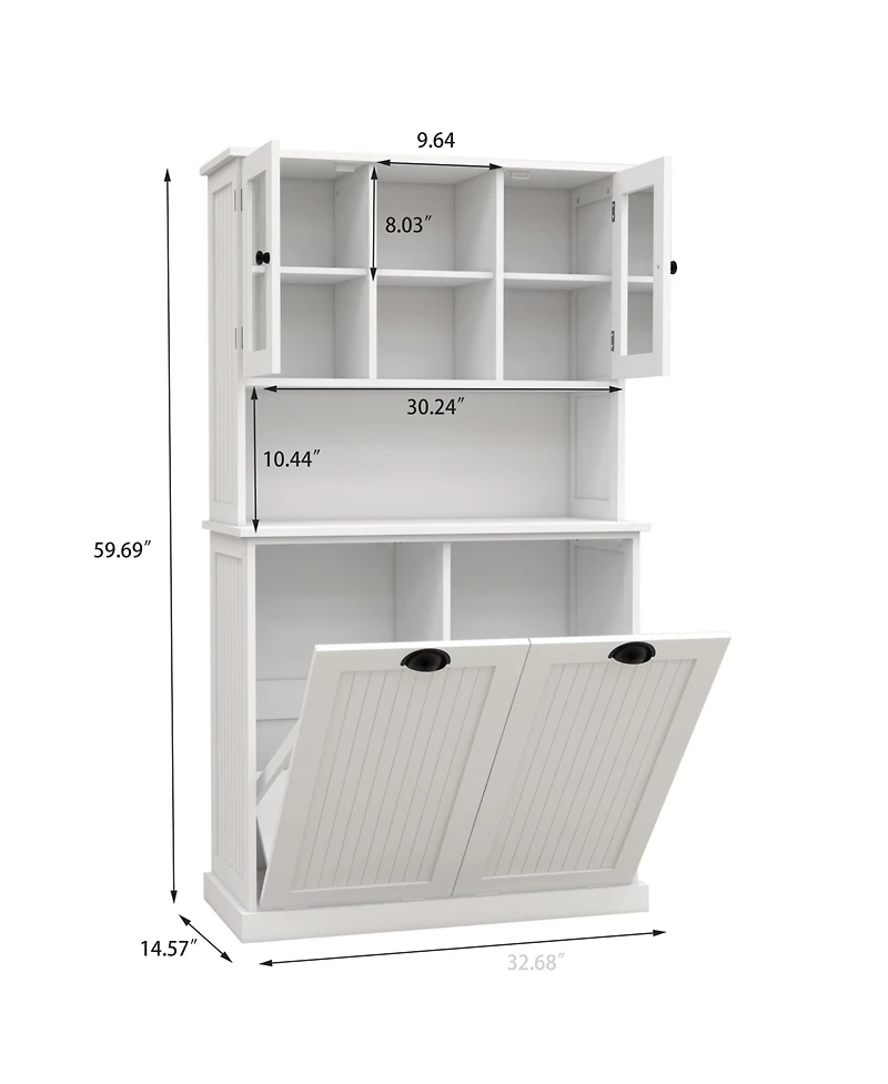 Casainc Tall Tilt-Out Laundry Cabinet with 2 Compartments and Adjustable Shelves