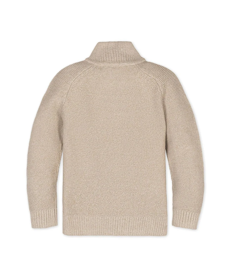 Hope & Henry Boys Organic Long Sleeve Full Zip Raglan Mock Neck Sweater