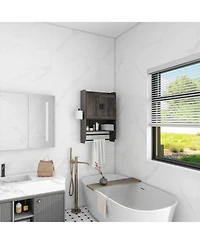 Casainc Bathroom Wall Cabinet with Doors, Adjustable Shelf, Towel Bar, and Paper Holder