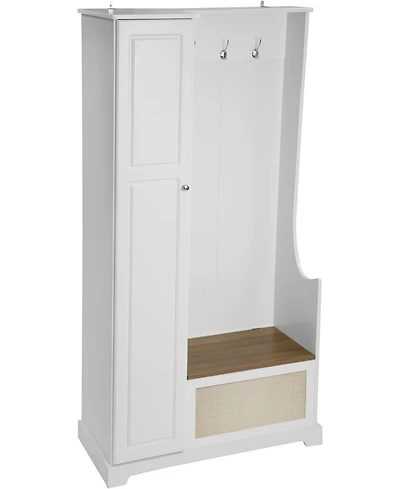 Vanirror White Hall Tree with Bench - Spacious Storage Cabinet for Living Room, Entryway, Bedroom