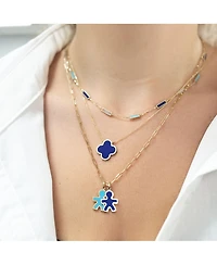 The Lovery Blue Mixed Bar Chain Necklace 14K Gold