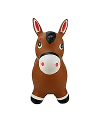 BounceZiez Inflatable Bouncy Ride-On Hopper W/ Pump - Brown Horse