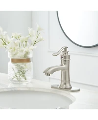 Greenspring Single Hole Single-Handle Low-Arc Bathroom Faucet With Pop-up Drain Assembly Brushed Nickel