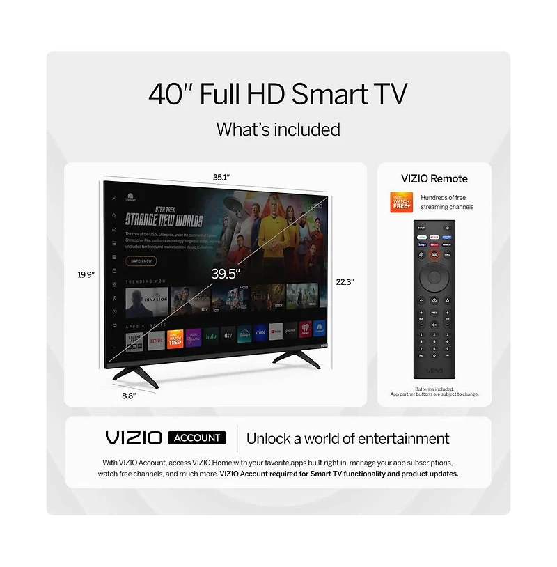 40" 1080p Full Hd Smart Tv Bundle