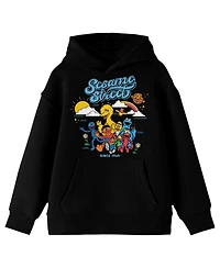 Sesame Street Boys Vintage 2022 Character Group Shot Long Sleeve Youth Black Hooded