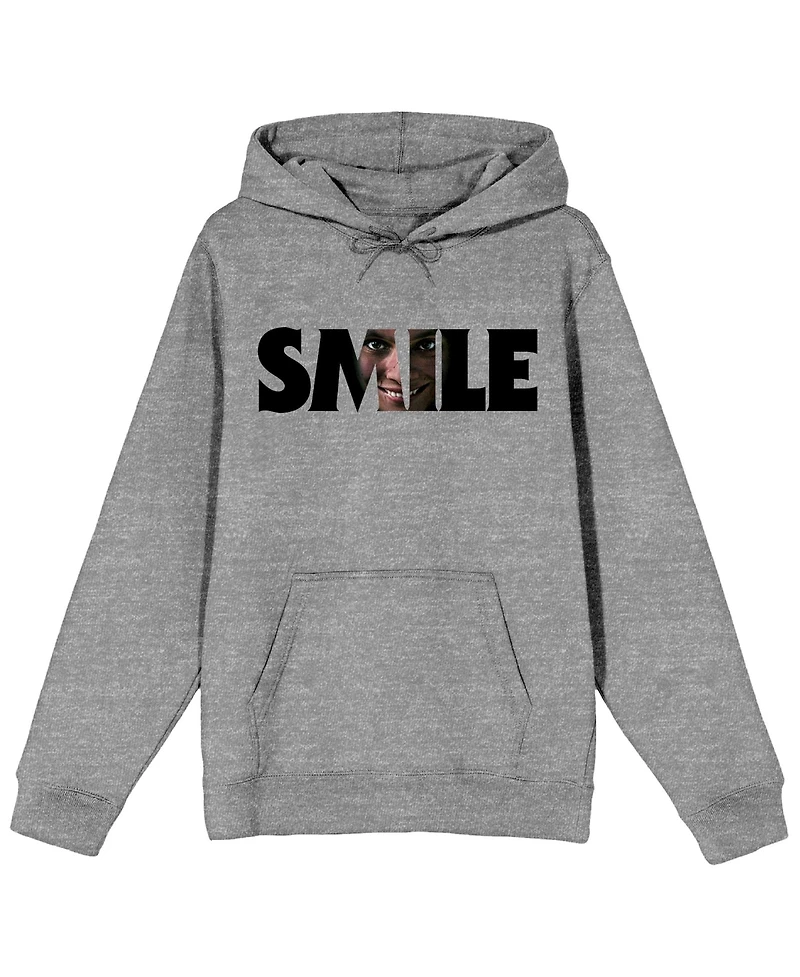 Smile Text With Hidden Face Long Sleeve Adult Athletic Heather Hooded Sweatshirt-xl