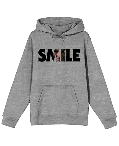 Smile Text With Hidden Face Long Sleeve Adult Athletic Heather Hooded Sweatshirt-xl
