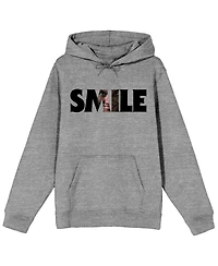 Smile Text With Hidden Face Long Sleeve Adult Athletic Heather Hooded Sweatshirt-xl