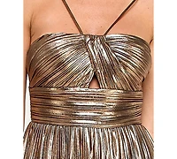 City Studios Juniors' Foil Pleated Mini Dress