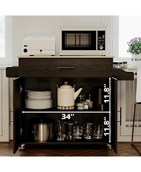 Ironck Rolling Kitchen Island with Drop Leaf, Storage Cabinet, Drawer, Black