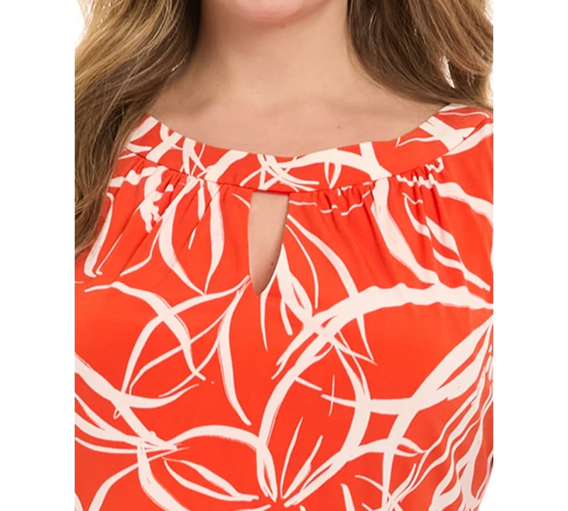 London Times Plus Floral-Print Halter-Neck Maxi Dress