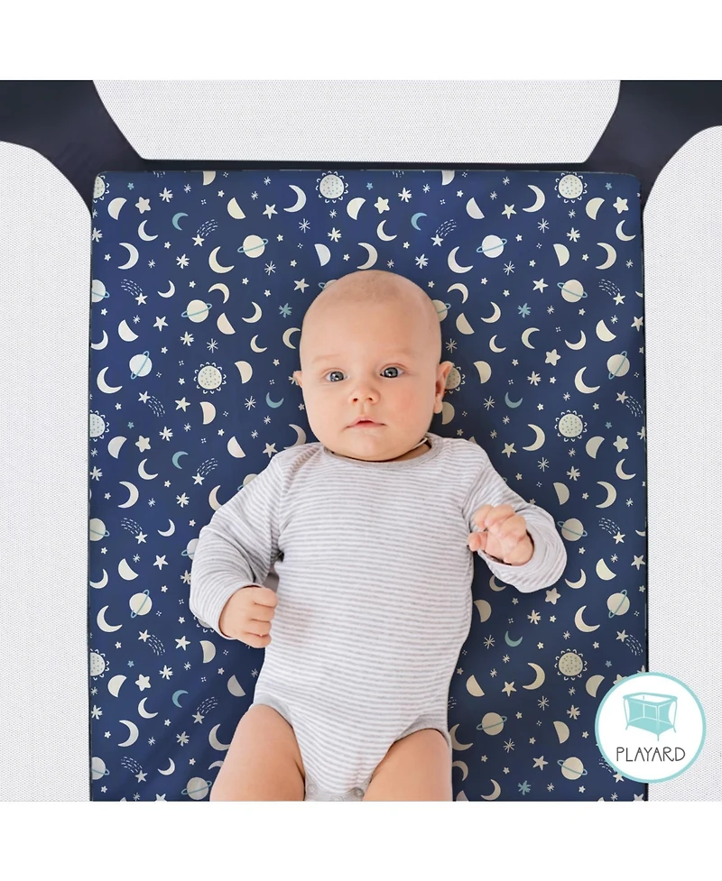 The Peanutshell Pack n Play, Mini Crib, Portable Crib or Fitted Playard Sheets for Baby Girl, Mod Floral, Space, 3 Pack Set