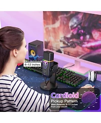 ZealSound Microphone for iPhone,Noise Cancel Usb Microphone for Pc Computer Type C Phone,Touch Mute Rgb Volume Echo Control Mic for Asmr Recording Str