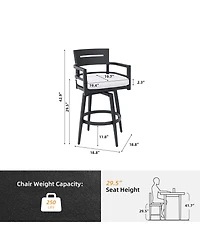 Flynama Modern 2-Piece Aluminum Swivel Bar Chair Set with Sunbrella Cushions