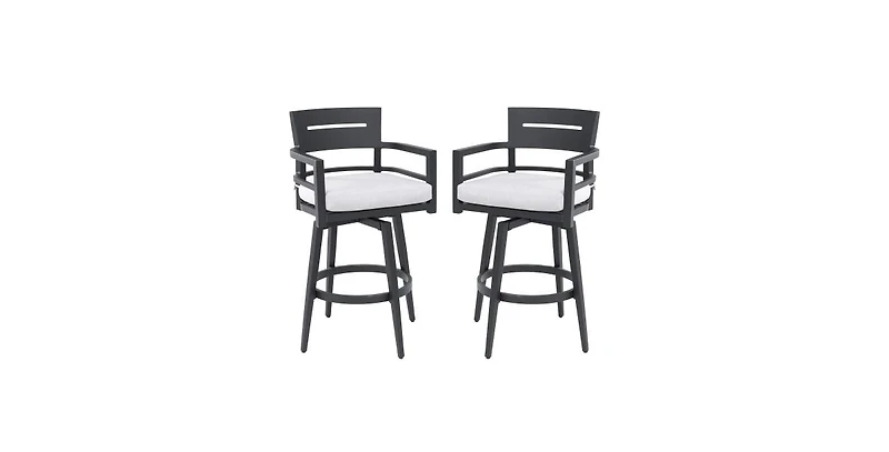 Flynama Modern 2-Piece Aluminum Swivel Bar Chair Set with Sunbrella Cushions