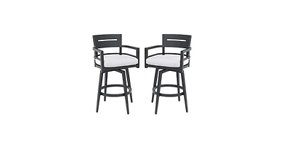 Flynama Modern 2-Piece Aluminum Swivel Bar Chair Set with Sunbrella Cushions