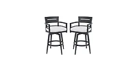 Flynama Modern 2-Piece Aluminum Swivel Bar Chair Set with Sunbrella Cushions