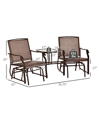 Outsunny 77 Inch 2 Person Outdoor Glider Set with Coffee Table