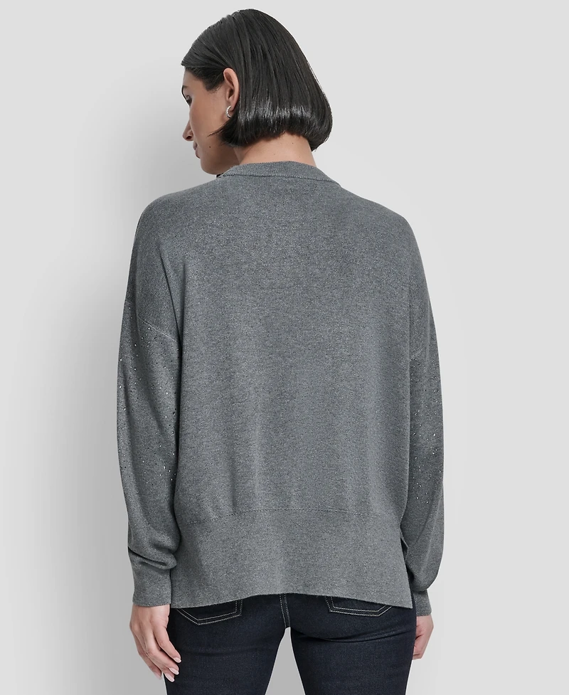 Dkny Women's Sparkle Hotfix Long Sleeve Sweater