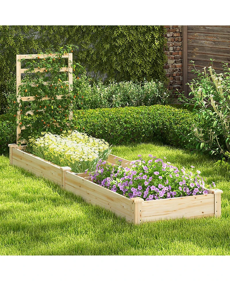 Gymax Raised Garden Bed Wooden Planter Box with Divided Space for Outdoor