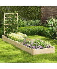 Gymax Raised Garden Bed Wooden Planter Box with Divided Space for Outdoor