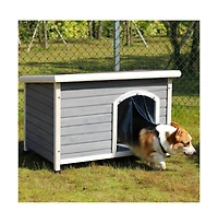 Aostirmotor Medium Wooden Outdoor Dog House with Adjustable Plastic Feet and Elevated Floor