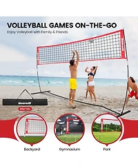 Bearwill 12FT Portable Volleyball Net Set - Freestanding, Height Adjustable, Includes Carry Bag - for Backyard, Indoor & Outdoor Practice