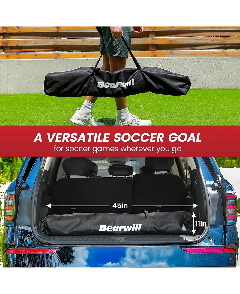 Bearwill 12x6FT Soccer Goal - Easy Setup, Portable with Upgraded Collapsible Metal Base