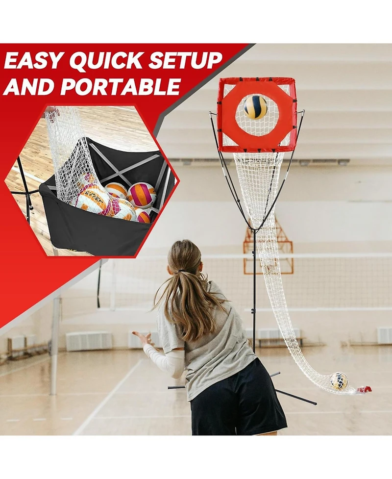 Bearwill Volleyball Setter Trainer Net - Adjustable Angle & Height (8-13FT), Training Equipment for Serving, Spiking, Setting - Indoor & Outdoor