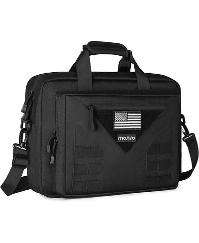 Mosiso Tactical Laptop Messenger Bag - 15-16" Large Multifunctional Carrying Case with Adjustable Strap & Pockets - Black