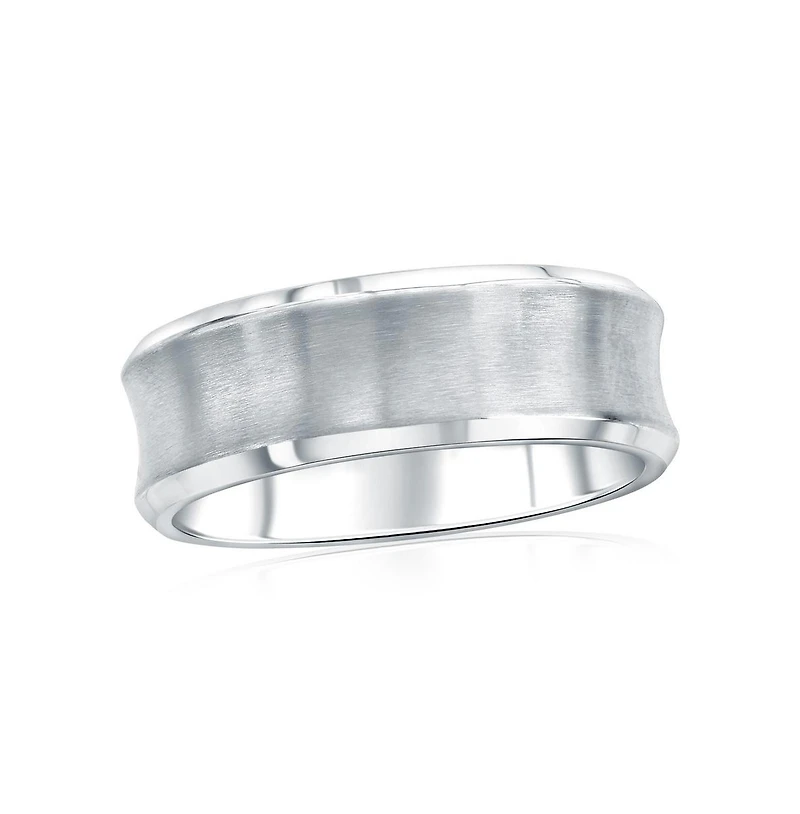 Metallo Stainless Steel, Brushed & Polished Curved Ring