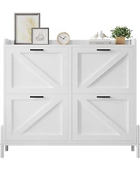 Ironck Shoe Storage Cabinet with 4 Flip Drawers, White