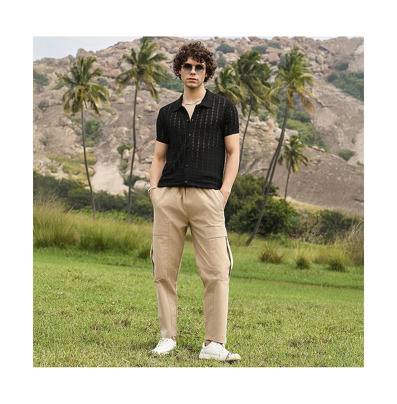 Campus Sutra Men's Spear-Knit Slim-Fit Shirt