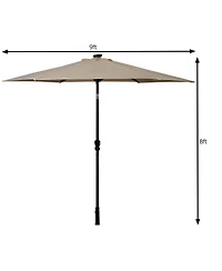 Costway 9FT Patio Solar Umbrella Led Market Steel Tilt W/ Crank Outdoor