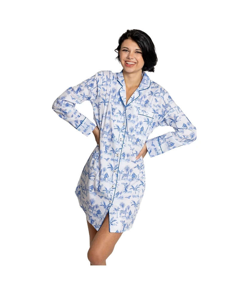 Sant and Abel Women's Skydog Blue Toile Night Shirt