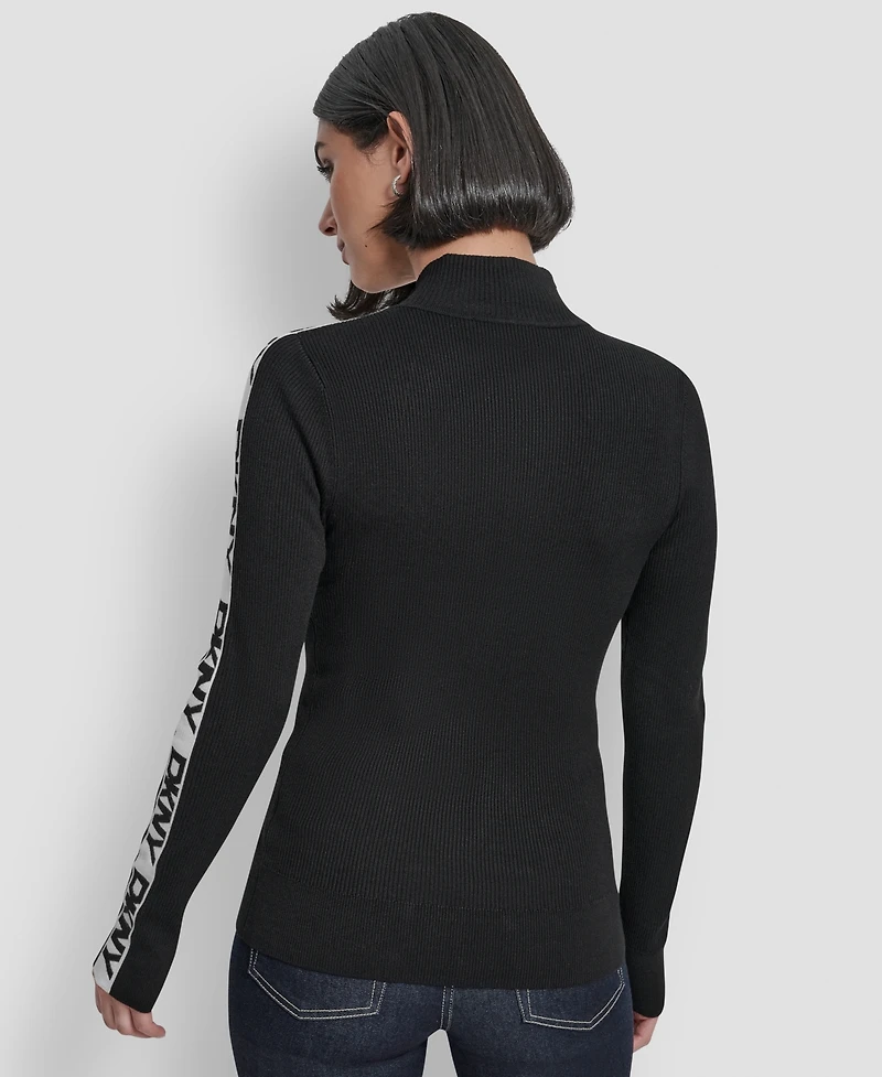 Dkny Women's Quarter Zip Mock Neck Sweater