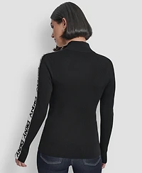 Dkny Women's Quarter Zip Mock Neck Sweater