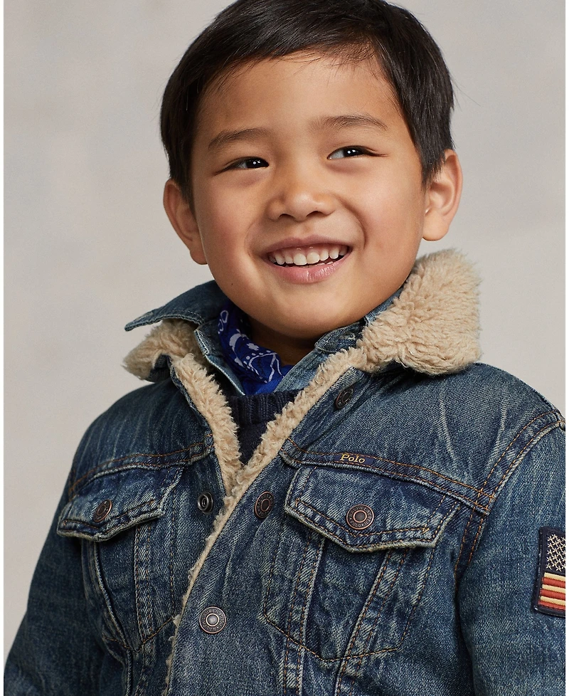 Polo Ralph Lauren Toddler and Little Boys Teddy Fleece–Lined Denim Trucker Jacket