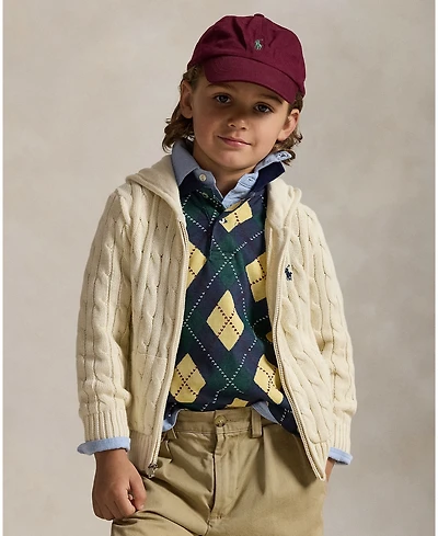 Polo Ralph Lauren Toddler and Little Boys Cable Cotton Hooded Full-Zip Sweater
